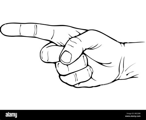 A black and white drawing of a hand pointing Stock Photo: 31393247 - Alamy
