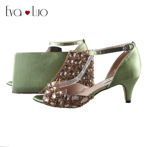 BS814 DHL Custom Made Olive Green African Shoes With Matching Bag Set High Heels Women Pumps ...