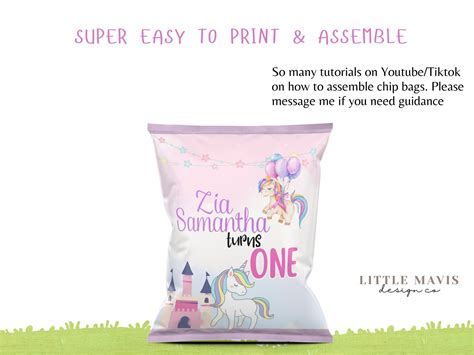 Unicorn Chip Bag Template L Unicorn Ready to Print Chip Bag L - Etsy