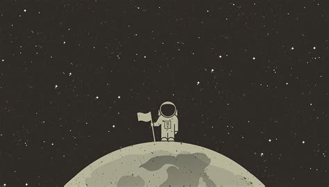 white astronaut holding flag on outer space simple background #simple #spa… | Cute laptop ...