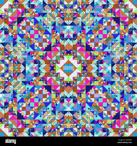 Colorful repeating kaleidoscope pattern background - abstract ethnic vector mandala wallpaper ...