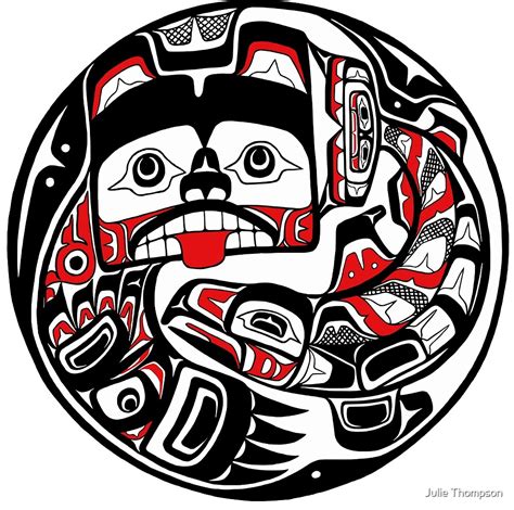 "Tlingit style Bear and Salmon PNW Native art" by Julie Thompson | Redbubble