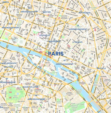 Wall Maps - Paris City Map - Laminated Wall Map