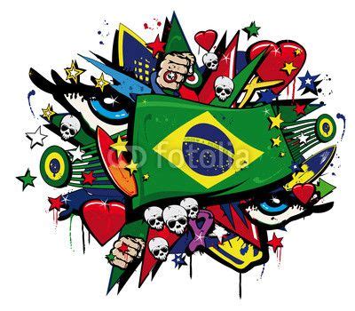 Brazil Flag graffiti brazilian pop art carnival illustration | Graffiti ...