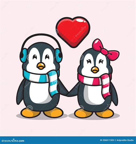 Vector Illustration Cute Couple Penguin Stock Vector - Illustration of ...