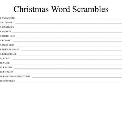 Printable Christmas Word Scramble - Worksheet 21 – Free download and print for you.