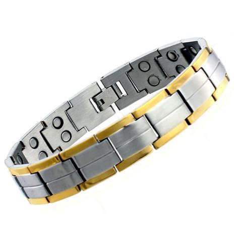 Gold Plated Stainless Steel Magnetic Bracelet Double Magnets - jewelry.farm