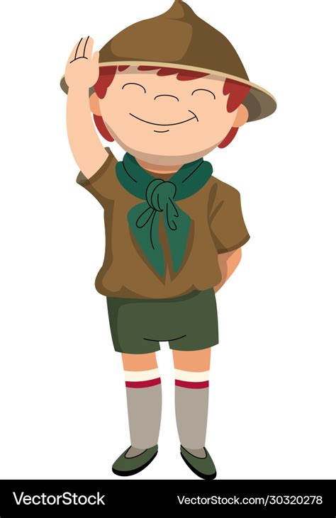 Salute scout boy icon cartoon style Royalty Free Vector