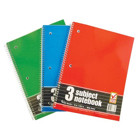 48 Bulk Spiral Notebook 3 Subject 120 Sheet 10.5 X 8 Inch Wide Ruled ...