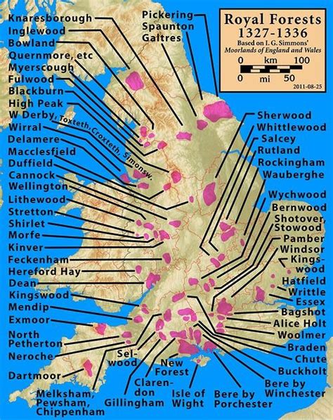 Royal Forests of England, 1327-1336. | Cartography map, Map of britain, Historical maps