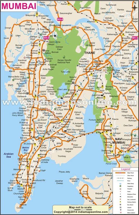 Mumbai Map gives the detailed information of the city Mumbai; as shown in the city map of Mumbai ...