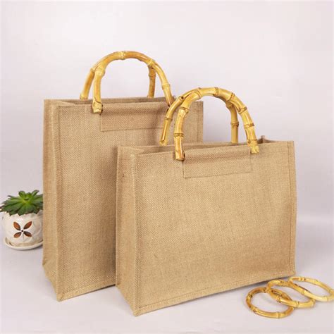 Eco Shopping Bags With Jute Materials and Bamboo Handles