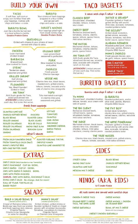 Online Menu of Taco Mama Restaurant, Gardendale, Alabama, 35071 - Zmenu