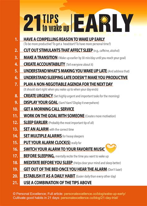 21 Tips To Wake Up Early [Manifesto] - Personal Excellence