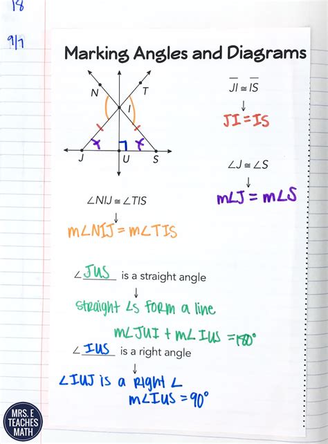 Angle Addition Postulate INB Pages | Mrs. E Teaches Math