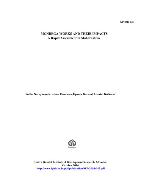 Impacts of MGNREGA in Maharashtra | PDF | Census | Real Estate Appraisal