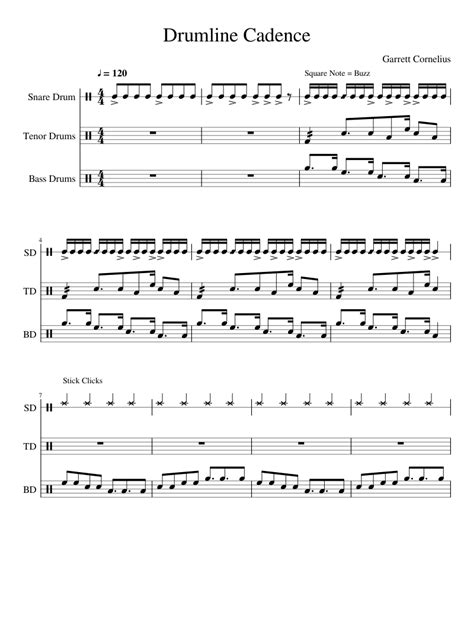 Drumline Cadence Sheet music for Percussion | Download free in PDF or MIDI | Musescore.com