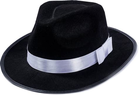 Funny Party Hats Black Fedora Hat - Gangster Hat - Black and White Fedora Hat - Mobster Hat ...