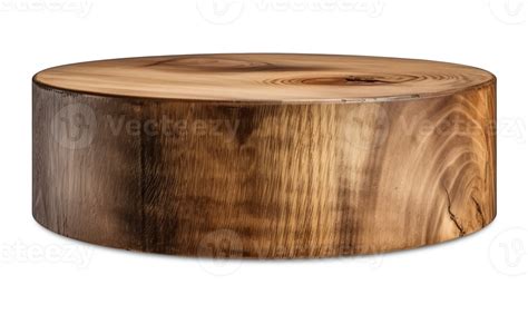 Round wooden podium on transparent background, as . Natural stage for product, cosmetic ...