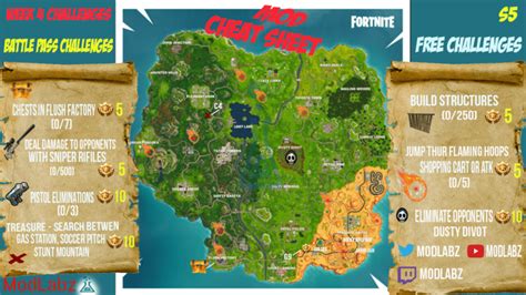 MOD Cheat Sheet Guide for Fortnite Battle Royale Season 5, Week 4 ...