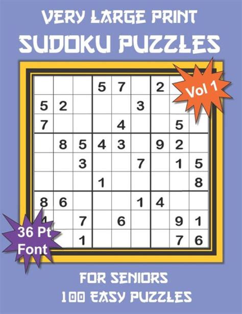 Very Large Print Sudoku Puzzles for Seniors: 100 Easy Sudoku for Adults ...