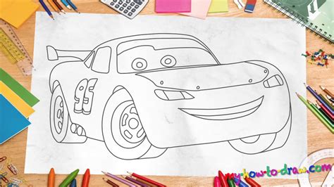 How to draw Lightning Mcqueen - Easy step-by-step drawing lessons for kids - YouTube