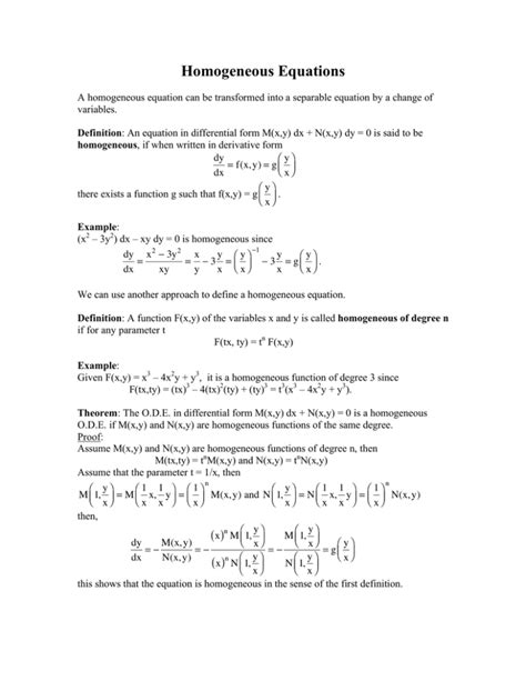 Homogeneous Equations