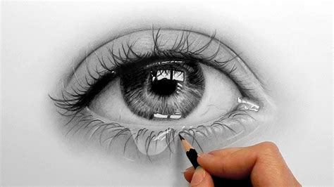 Timelapse | Drawing, shading a realistic eye and teardrop with graphite pencils | Emmy Kalia ...