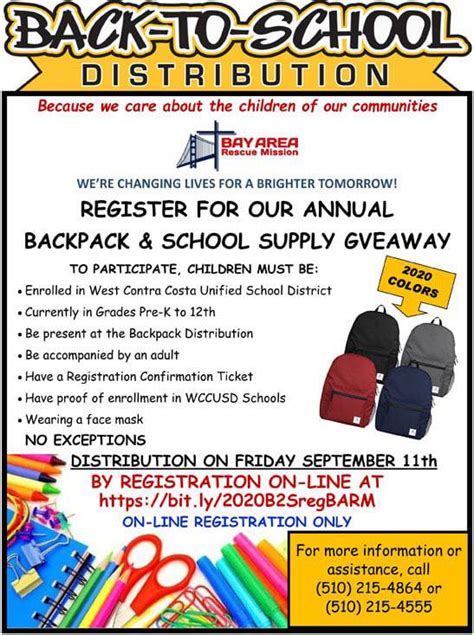 Bay Area Rescue Mission to give 1,000 backpacks to WCCUSD students ...