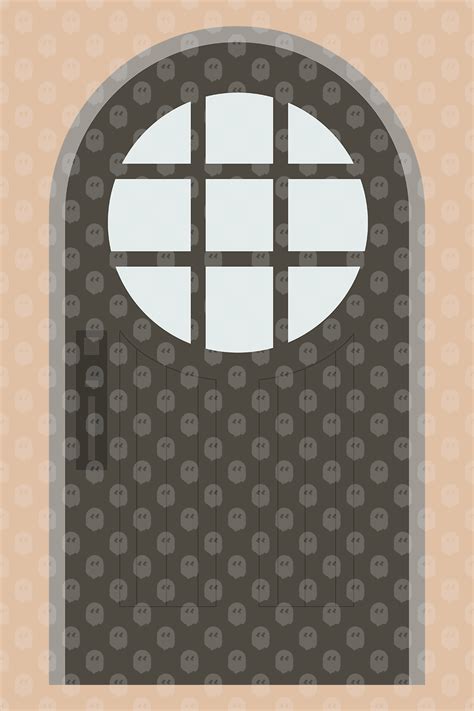 Archade | Arched Front Door With Round Window Vector Drawings