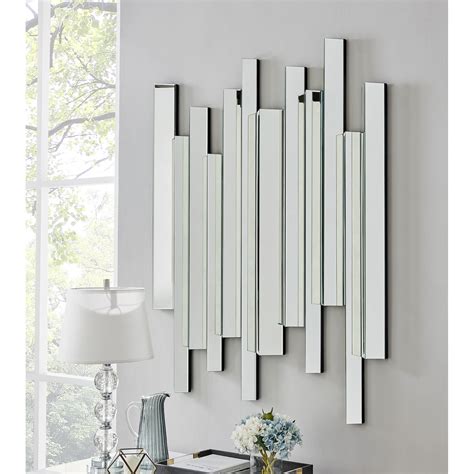 Crystalline Large Silver Contemporary Modern Wall Mirror