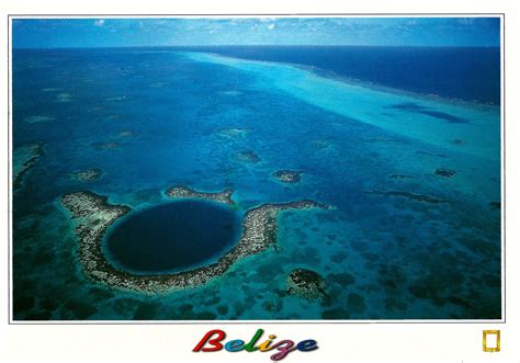 My Favorite Postcards: Aerial View of the Belize Barrier Reef and the Blue Hole