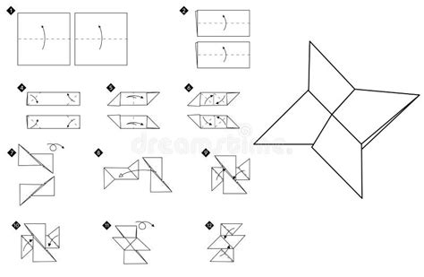 Cómo Hacer La Ilustración Shuriken De Origami Star Ilustración del ...