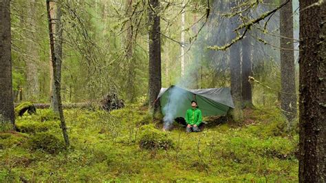 October Rain Camp in the Forest - Camping Technique