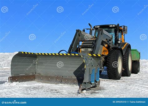 Tractor And Snow Plow Stock Photo - Image: 29929310