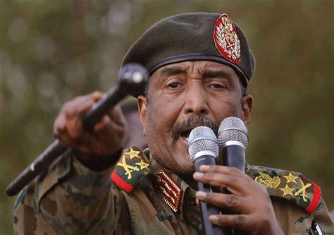 Sudanese Army Commander Abdel Fattah Al-Burhan holds a press conference ...