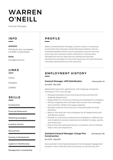 General Manager Resume & Writing Guide | +12 Resume Examples | PDF