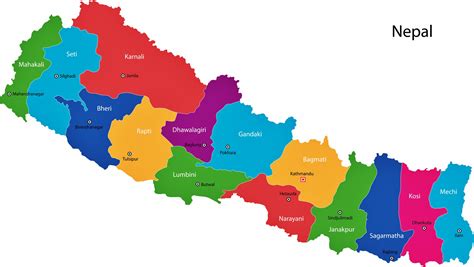 Nepal Map of Regions and Provinces - OrangeSmile.com