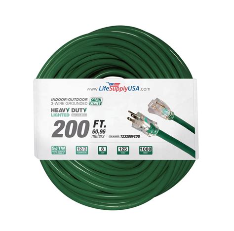 200ft Heavy Duty Power Extension Cord - 12 Gauge/3 Prong, Indoor ...