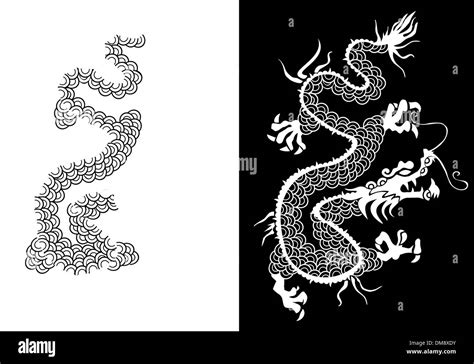 Black and white chinese dragon vector Stock Vector Art & Illustration, Vector Image: 64120615 ...