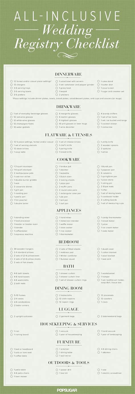 Printable Wedding Registry Checklist - Printable Word Searches