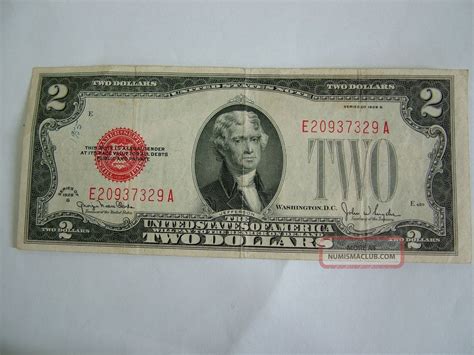 1928g $2 Two Dollar Red Seal Note Bill - Circulated