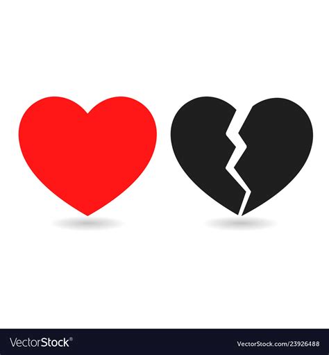 Red icon and black of broken heart on white Vector Image