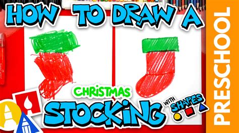 Drawing A Christmas Stocking With Shapes - Preschool - Art For Kids Hub