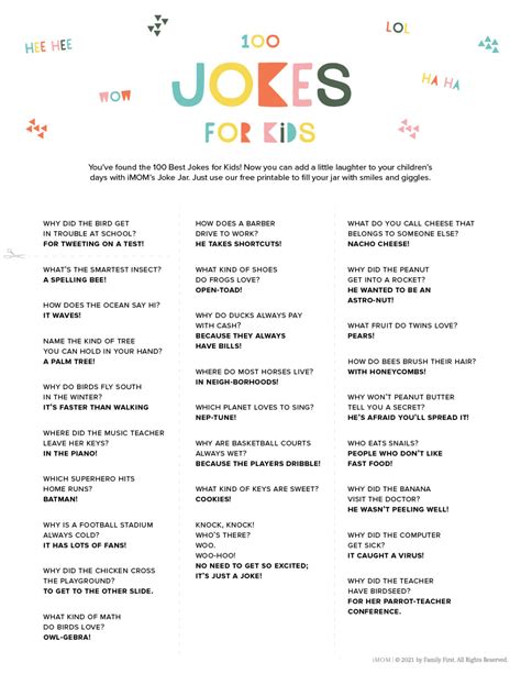 Funny Jokes For Kids Printable