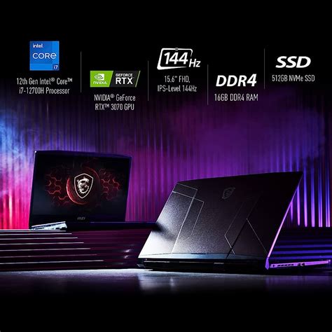 MSI Pulse GL66 15.6" FHD 144Hz Gaming Laptop: Intel Core i7-12700H RTX 3070 16GB 512GB NVMe SSD ...