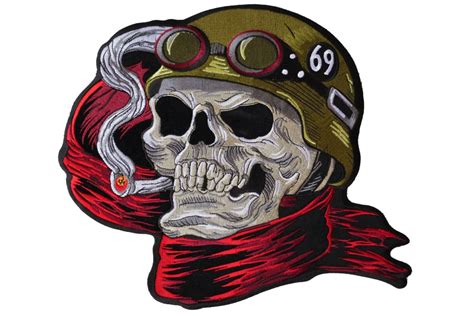 Embroidered 3" Skull Cross Bones Red Sew or Iron on Patch Biker Patch