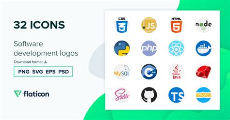 Software development logos Icon Pack | Flat | 32 .SVG Icons