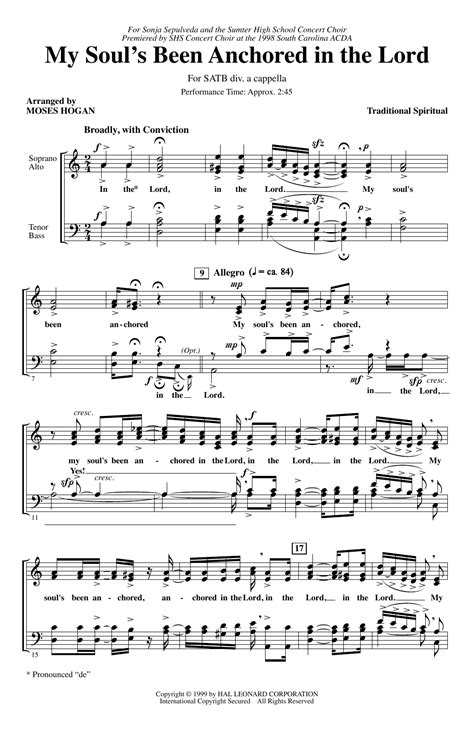 My Soul's Been Anchored In De Lord Sheet Music | Moses Hogan | SATB Choir