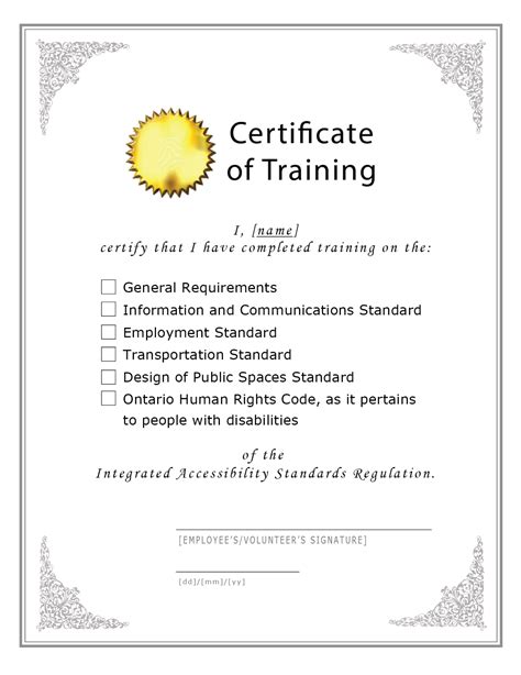 Free Training Certificate Template